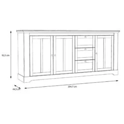 Buffet 204cm 3 Portes 3 Tiroirs - ANGELE -Mobilier De Maison 00209f7b51184391bef80f69d50ecac1