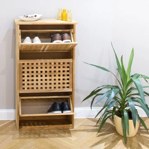 Meuble à Chaussures Haut En Bois Noyer -Mobilier De Maison 01af2274648e4c59a3aa26157b676c1d