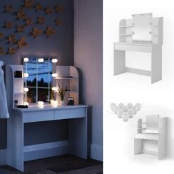 Coiffeuse Charlotte Blanc/sonoma & LED -Mobilier De Maison 0884a948accd421694e54fcfb584b5de