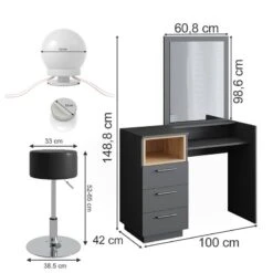 Coiffeuse Beatrice Avec Tabouret Et LED -Mobilier De Maison 0e220773e2cf499a831f538adde260ac