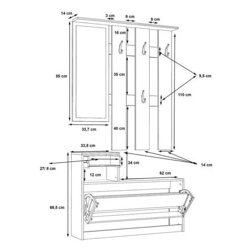 Ensemble D’entrée Compact Varbla A -Mobilier De Maison 1000267030 210608 15260500095 SKETCH DETAILS P000000001000267030 sketch