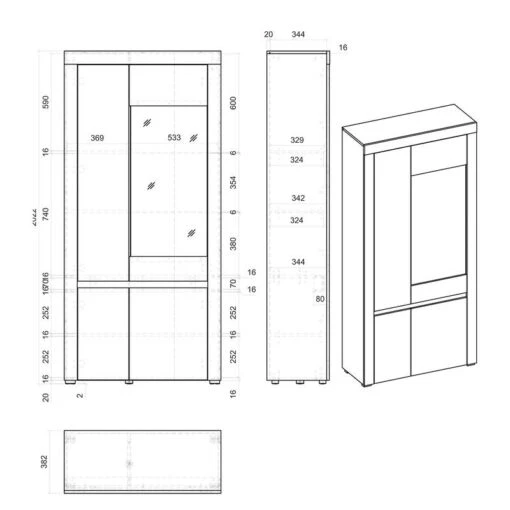 Vitrine Stonda II -Mobilier De Maison 1000314578 211209 125314000563 SKETCH DETAILS P000000001000314578 sketch