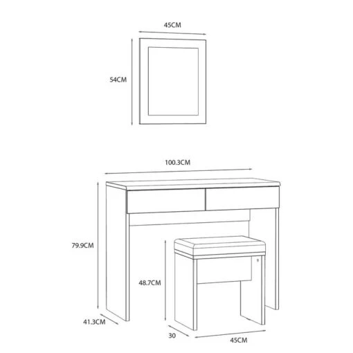 Coiffeuse Quanto (3 éléments) -Mobilier De Maison 1000366207 220913 500 SKETCH DETAILS P000000001000366207 sketch