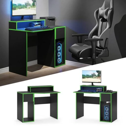 Bureau Ordinateur Kron Noir/Vert Set 7 -Mobilier De Maison 120175a7b59d45f2bae717903e7e8122