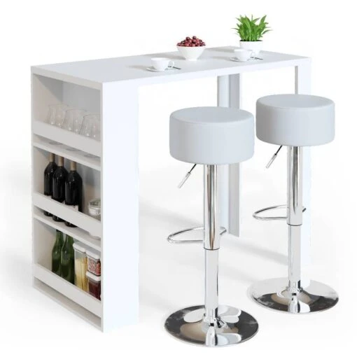 Table De Bar 117cm Blanche -Mobilier De Maison 193f1783726b43e4b4ad1bb9bc71437b