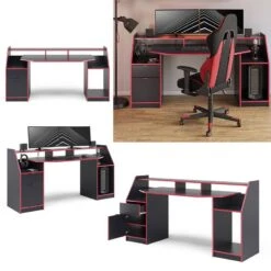 Bureau D'ordinateur Joel Noir/rouge -Mobilier De Maison 201d8f2837814392950e67fd2cc0a569