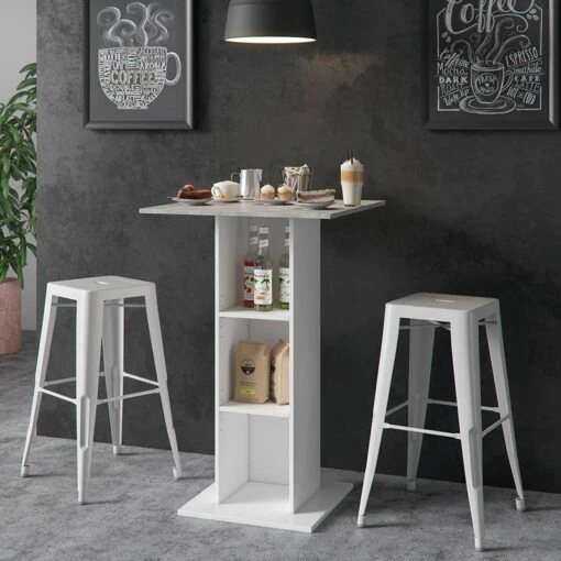 Table De Bar Redeo Blanche/béton -Mobilier De Maison 20cd78f19733439191989932e08e74b7