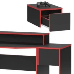 Bureau Ordinateur Kron Noir/rouge Set 2 -Mobilier De Maison 2cb50274f7074c83a5c97c056c42f72f