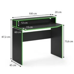 Bureau Ordinateur Kron 100cm Noir/vert -Mobilier De Maison 2cd464e443b14e4a9f7ba8dfcafcaf2a