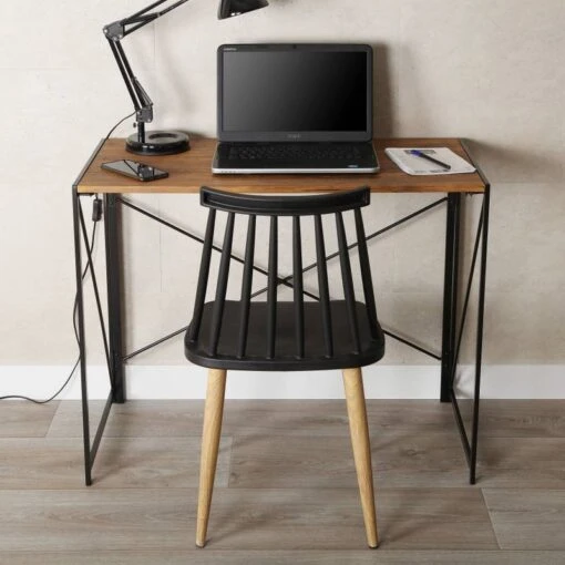 Versa Bureau Pliable En Métal Et Bois Noir -Mobilier De Maison 2f3f91fde65848d89fe8a218e86c978d