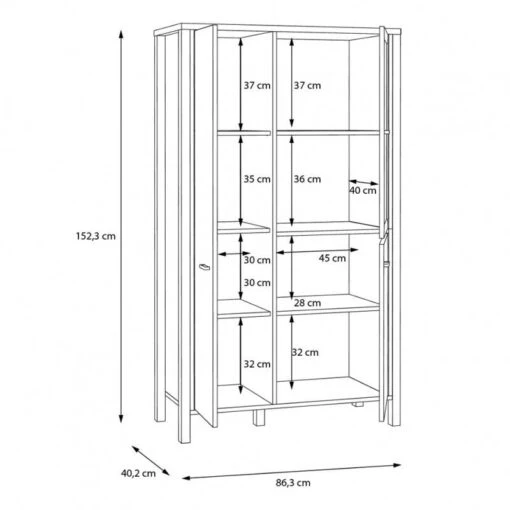 Vitrine Effet Chêne Piètement Métal Mat -Mobilier De Maison 3113fd66d1d944d28853ec378a2039af