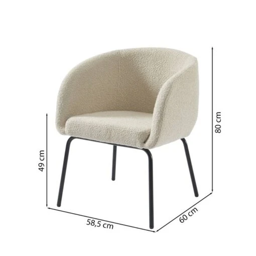 Fauteuil BELEM En Tissu Bouclette Blanc -Mobilier De Maison 3247086c057f4f9aab44ee0c5b193493