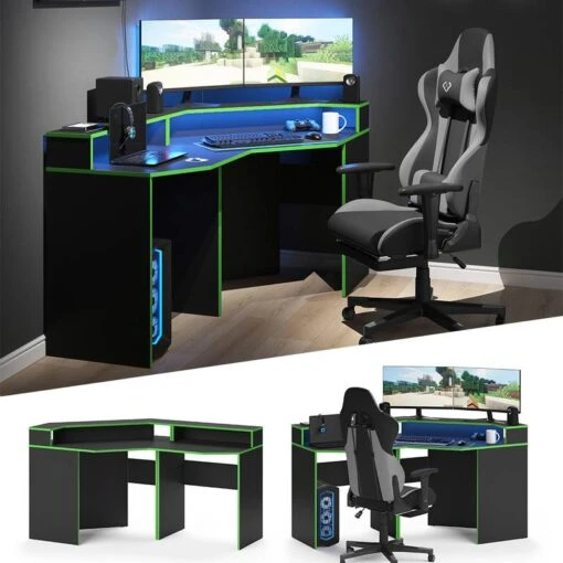 Bureau Ordinateur Kron Noir/Vert Set 5 -Mobilier De Maison 324c535ddcd6448aaee5d7d742e57df8