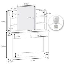 Coiffeuse Charlotte Blanc/sonoma & LED -Mobilier De Maison 347197f5c10c459f941d29bb61dbe51e