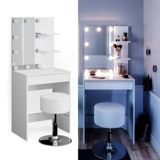 Coiffeuse Isabelle Avec Tabouret Et LED -Mobilier De Maison 391d2ffea44544689c123684e63bb53d