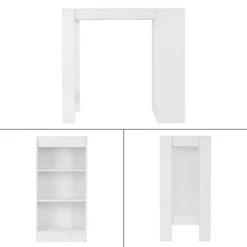 Table De Bar 110x50x103cm Blanc -Mobilier De Maison 41da6bd436af4ae1a8b6abdc40f38025