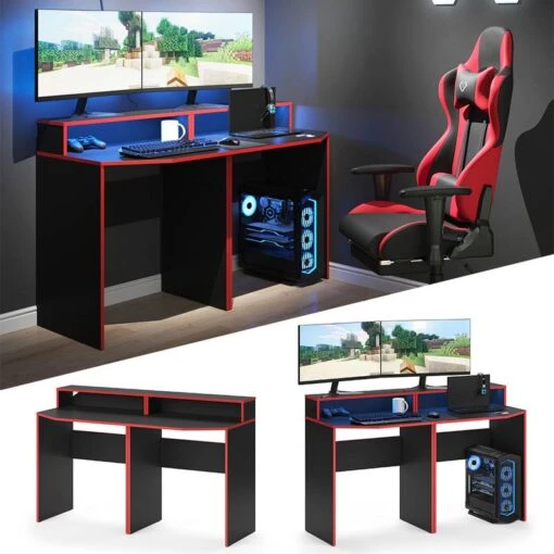 Bureau Ordinateur Kron Noir/rouge Set 4 -Mobilier De Maison 4364135d7ab048b5a6b94decef03d996