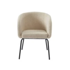 Fauteuil BELEM En Tissu Bouclette Blanc -Mobilier De Maison 46d7c64e38c144f8b1646bd3b5195f1c