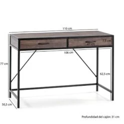 Bureau Tulum 2 Rayons, 110 Cm -Mobilier De Maison 4e34fb096da84a4c87f2f6ae4e6a8a11