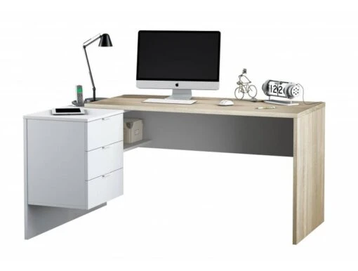 Bureau D'angle Bicolore L145 X P108 Cm -Mobilier De Maison 4f4d4ef621e949e9bdac0ea3a66afe58