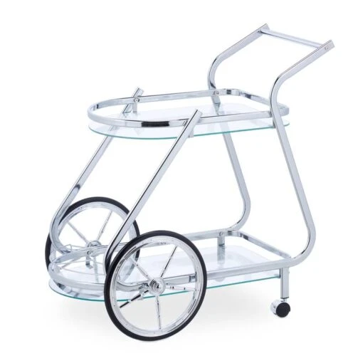 Chariot De Service Fer Chromé Et Verre -Mobilier De Maison 532613b444ca4145878038adbb6fec22