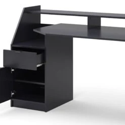 Bureau D'ordinateur Joel 180cm Noir -Mobilier De Maison 5343e79f37f84a8e995fbc13567c8fda