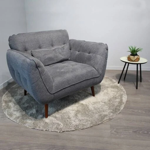 Fauteuil Capitonné Tissu Gris Chiné GALY -Mobilier De Maison 543ad0451ea44378a99baab7bd9df224