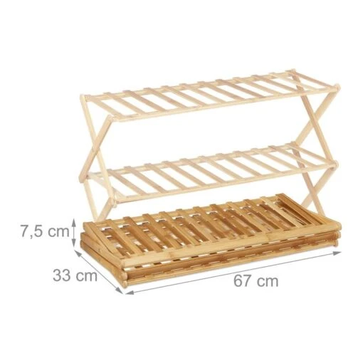 Étagère à Chaussures Pliable En Bambou -Mobilier De Maison 573a158416b34758b87fb6617ccfc125