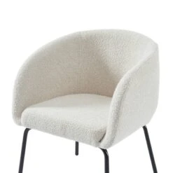 Fauteuil BELEM En Tissu Bouclette Blanc -Mobilier De Maison 5af908db6e884807a9572454e9afd8c4