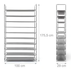 Étagère à Chaussures XXL 50 Paires Gris -Mobilier De Maison 61a0a14b0a9341aaa217c9e7d8d458e9