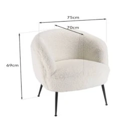 Fauteuil Cosy Tissu Bouclette Blanc -Mobilier De Maison 6255f0657fee4e80850af1aa9efa98d3