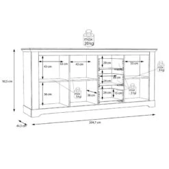 Buffet 204cm 3 Portes 3 Tiroirs - ANGELE -Mobilier De Maison 67aa0b2051b444c49b8551b9170611e7