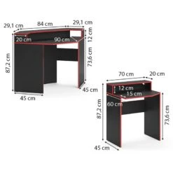 Bureau Ordinateur Kron Noir/rouge Set 5 -Mobilier De Maison 68352463d5d54847ab721be5d447f382