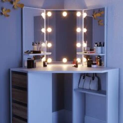 Coiffeuse Arielle Blanc/sonoma & LED -Mobilier De Maison 6c1161dbbae04e2f95300e5134a759a6