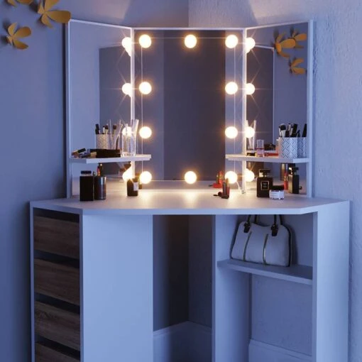 Coiffeuse Arielle Blanc/sonoma & LED -Mobilier De Maison 6c1161dbbae04e2f95300e5134a759a6