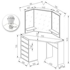 Coiffeuse Arielle Blanc/sonoma & LED -Mobilier De Maison 6c4c59dc14024b4aaef903584de0f238