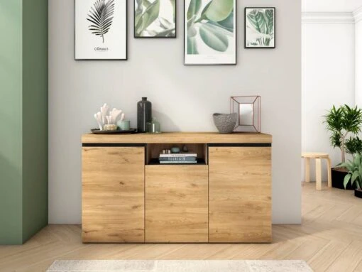 Buffet NATURALE Couleur 'Chêne/Noir' -Mobilier De Maison 7152c0c0d1974a85beea62e9b5dd28fa