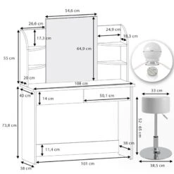 Coiffeuse Charlotte Avec Tabouret Et LED -Mobilier De Maison 73fa12a96ba7491fa5ff4a1825df20d7