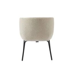 Fauteuil BELEM En Tissu Bouclette Blanc -Mobilier De Maison 78c07e8443114a4ca3f1fb546eea34e8