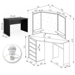 Coiffeuse D'angle Arielle (3 éléments) -Mobilier De Maison 81f920bac1ff465db10d86c2c9daf628