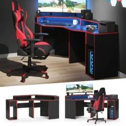 Bureau Ordinateur Kron Noir/rouge Set 6 -Mobilier De Maison 86253c986f4440cb96148cdde002b52d