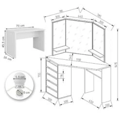 Coiffeuse D'angle Arielle (3 éléments) -Mobilier De Maison 8ab0c5e309814b79ab71e2a108f1b497