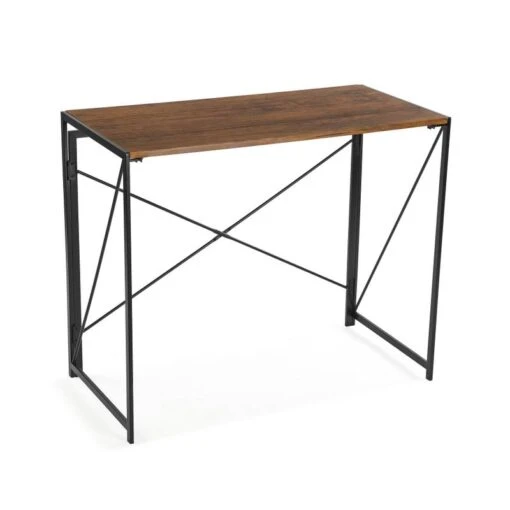 Versa Bureau Pliable En Métal Et Bois Noir -Mobilier De Maison 8e56303616914bd082b3a5256fd139af