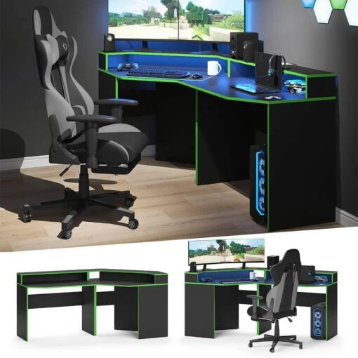 Bureau Ordinateur Kron Noir/vert Set 3 -Mobilier De Maison 91e0385b4be64df7aab326736da264e2