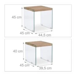 Set De 2 Table Gigogne Bois Pieds Verre -Mobilier De Maison 9639aa8023e540b3ba011f6d654ab392