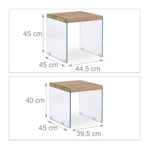 Set De 2 Table Gigogne Bois Pieds Verre -Mobilier De Maison 9639aa8023e540b3ba011f6d654ab392