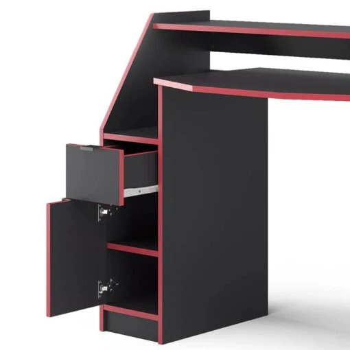 Bureau Ordinateur Joel 123cm Noir/rouge -Mobilier De Maison 98eb81126ab340dcb6691bba616f01cd