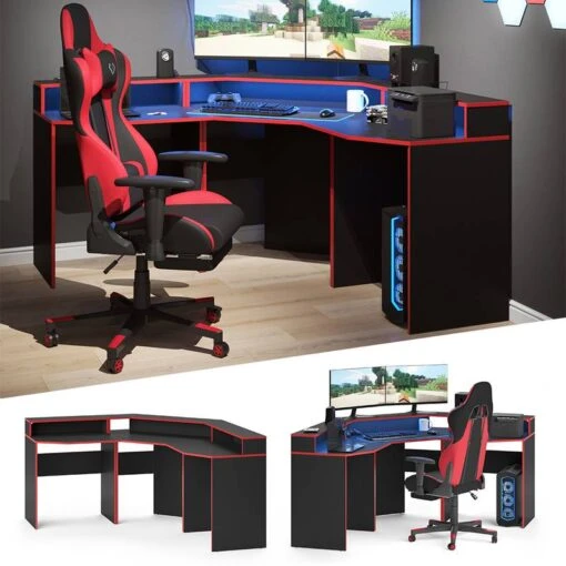 Bureau Ordinateur Kron Noir/rouge Set 1 -Mobilier De Maison 9a6908b9478542059f5bdfc32cc32d76