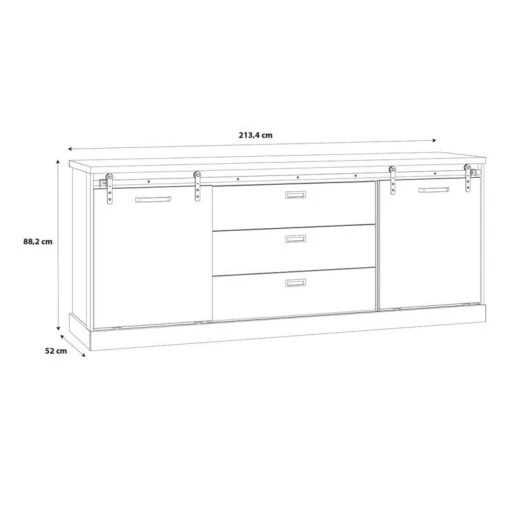 Buffet 214cm 2 Portes Coulissantes FARM -Mobilier De Maison 9ab46e7994d04a198a5aee8db8192e17