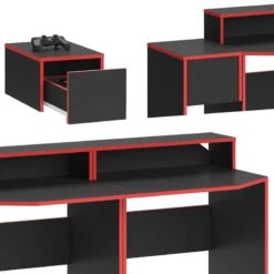 Bureau Ordinateur Kron Noir/rouge Set 8 -Mobilier De Maison 9b6063563a19457aadeae681ecd59a1f